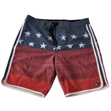 O'Neill Mens 33 Board Shorts Swim Trunks American Patriotic USA Red White  Blue