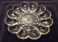 Deviled Egg Glass Platter Starburst Middle Vintage