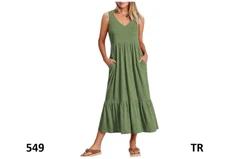 ANRABESS WomenSummer Casual Sleeveless V-Neck Swing Dress Fit & Flare Flowy, XL