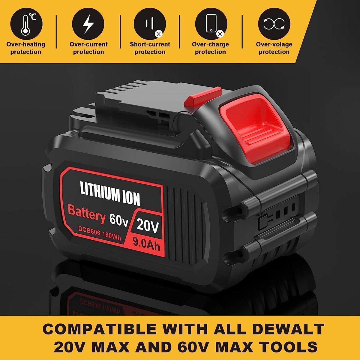 60VOLT 12Ah 9Ah Li-Ion Battery For DEWALT DCB609 20V/60V MAX 60VOLT 12Ah 9Ah Li-Ion Battery For DEWALT DCB609 20V/60V MAX