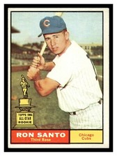 1961 TOPPS RON SANTO #35 ROOKIE CARD HOF CUBS HIGHER GRADE NO CREASES SETBREAK. rookie card picture