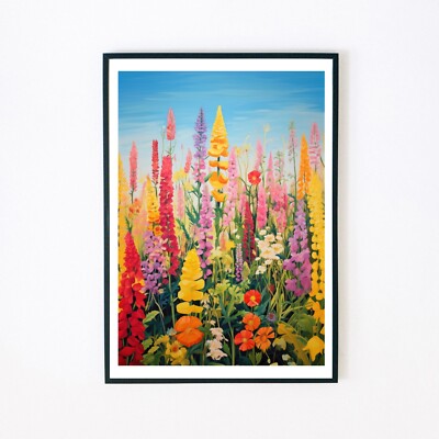 Blumen Botanische Farbmalerei Illustration 7x5 Retro Wanddeko Kunstdruck 
