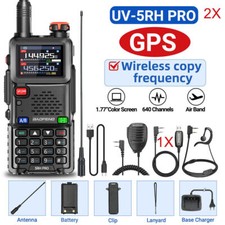 2X 5RH PRO GPS WALKIE TALKIE MULTI BAND RECHARGEABLE TWO WAY RADIO 771 MIC CABLE