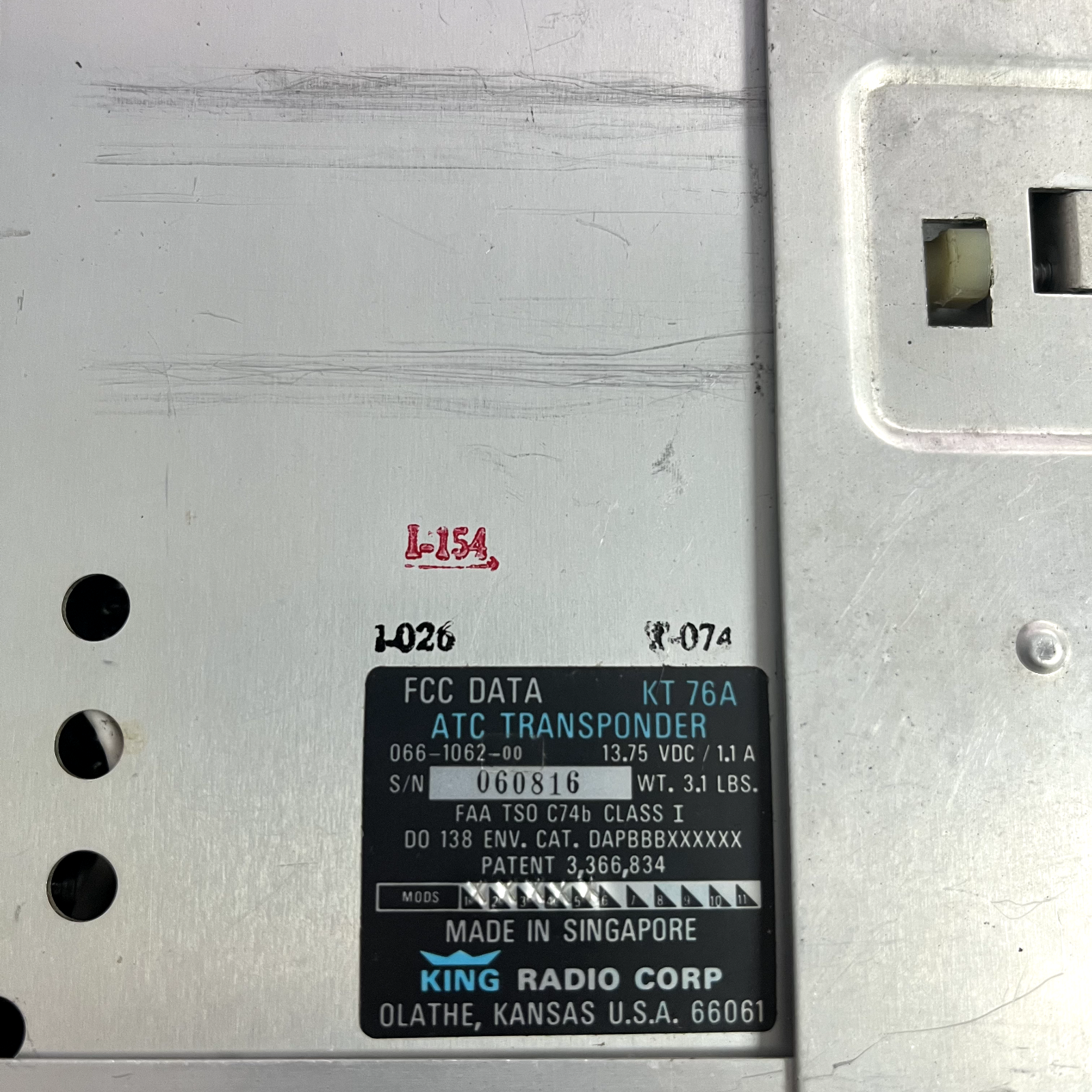 Kt76a Encoder 066-1062-00 / KT-76A / KT76A / 066106200 | KING: ATC Transponder (14V ...