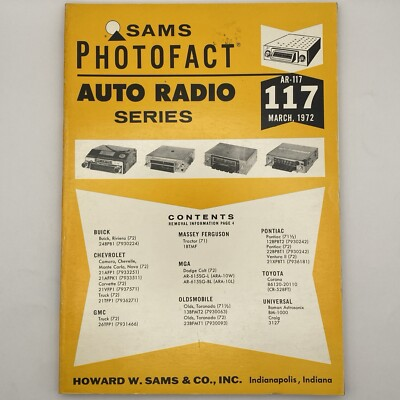 #ad #ad Sams Photofact Auto Radio Series Vol 117 March 1972 AR 117 Olds Pontiac Chevy $5.97