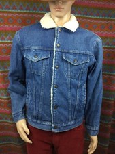 vintage PLAIN POCKETS USA     Denim/Sherpa Western Trucker Rancher jacket S M