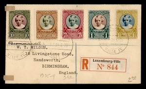 DR WHO 1929 LUXEMBOURG REGISTERED PRINCESS TO ENGLAND R82752