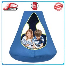 Kids Nest Swing Chair Hanging Hammock for Indoor Outdoor Sensory Play Blue 32x52