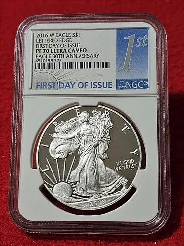 2016-W Silver Eagle Dollar ASE NGC MS 70 LETTERED ED 30th ANNIVERSARY FDI #T1459