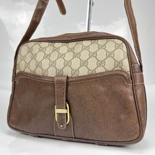 GUCCI GG Canvas Web Stripe Shoulder Bag Brown Old Gucci Vintage Crossbody