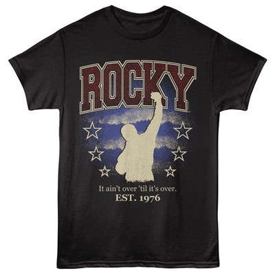 Rocky Balboa T-Shirt Movie EST 1976 AIN'T OVER TILL IT'S OVER New Black Cotton
