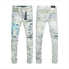 New Jeans Men Fashion Patch Repair Low Rise Skinny Denim brands pants