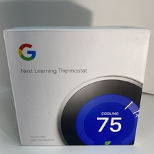 Google Nest A0013 3rd Gen Learning Thermostat Nest Pro Edition T3008US Silver Bl