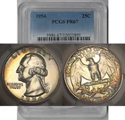 1954 Washington Quarter 25C Silver Proof PR 67 PCGS Color Toned
