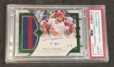 2025 Topps Transcendent Collection TREA TURNER Emerald Patch Autograph 2/5 PSA 8