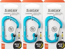 Nite Ize SlideLock Aluminum Carabiner 3 - Blue 3-Pack 