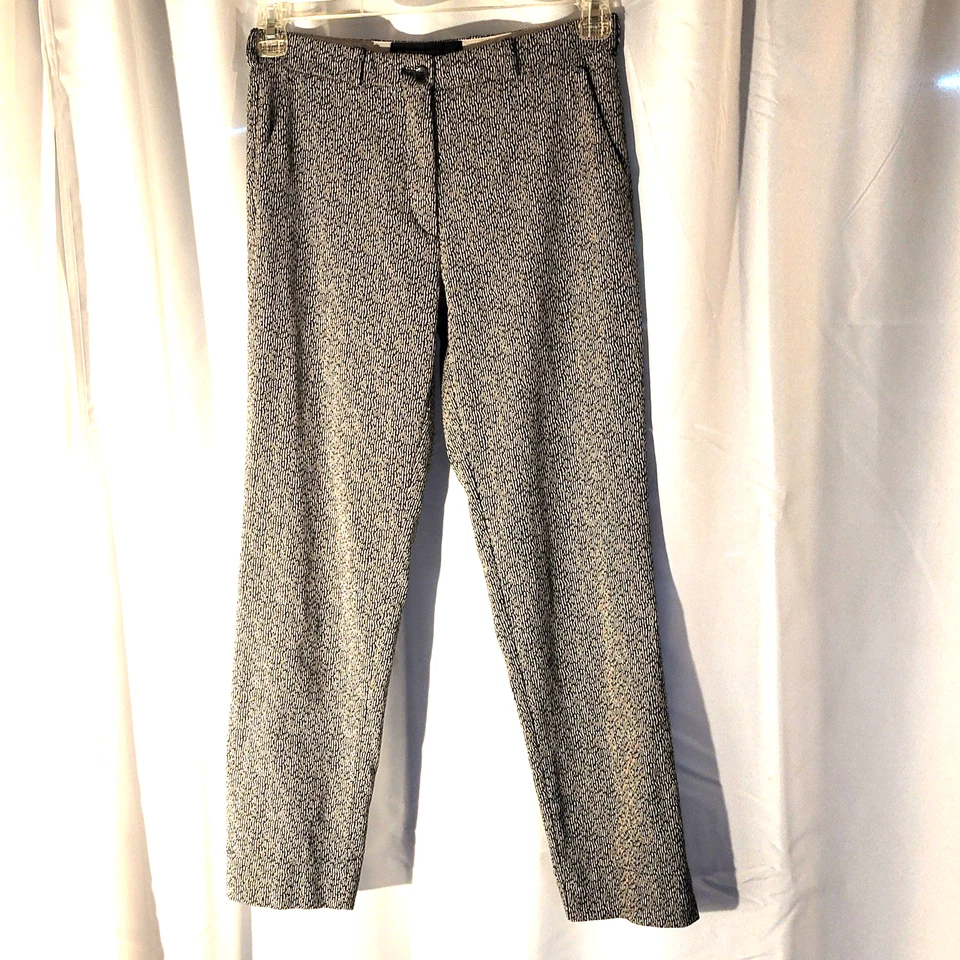 Pantalones de Cigarrillo ETRO 40 Pantalones EE. UU. 4 Negro/Blanco Patrón Frente Plano Lujo Foto 2 de 4