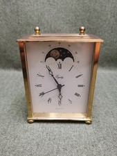 Vintage Equity Brass Carriage Clock Moon Phase Quartz Spares Repair Works As Is
