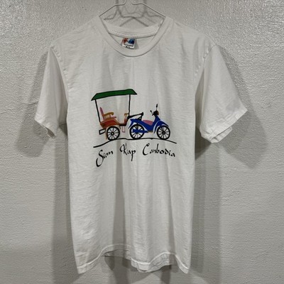 Vintage Siem Reap Cambodia Tuk Tuk T-shirt Travel Souvenir Tourist Tee Med 19x25