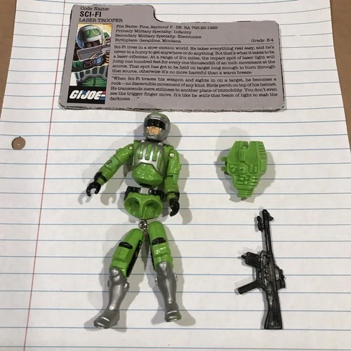 1986 GI JOE Laser Trooper 'Sci-Fi' [broken elastic] w/most accessories & Card