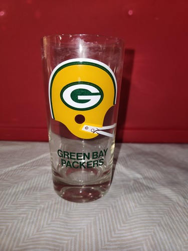 Vintage 1960-70's Green Bay Packers High Ball Drinking Glass 2-Bar Helmet 5.5"