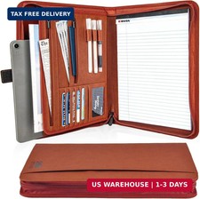 Premium Vegan Leather Padfolio with Zipper - 8.5" x 11" Portfolio Organizer for