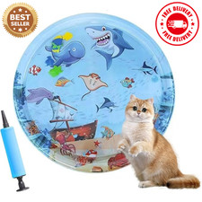 Cat Water Mat 2025 Upgraded 0.5mm Thickened Sensory Small, Ocean fish