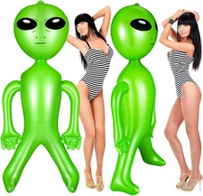 63" Giant Inflatable Green Alien, Blow Up Decoration for Party & Holiday