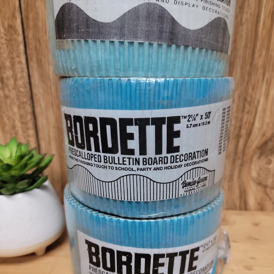 Pack de 3 Bordette Festoneado Decorativo Tablón de Anuncios Borde Azul Foto 2 de 4