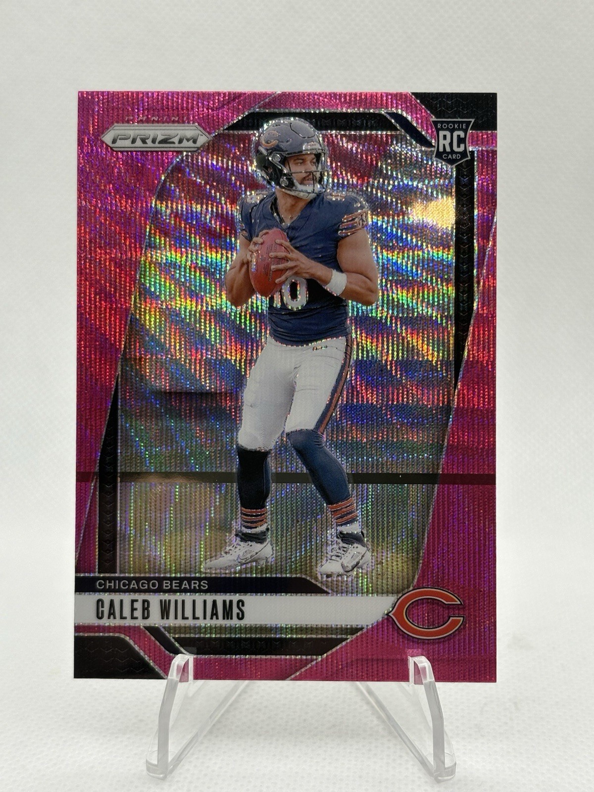 Caleb Williams 2024 Panini Prizm (RC) PINK WAVE PRIZM #301 Bears **Print line**