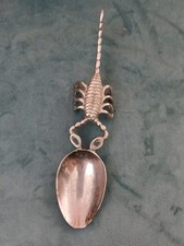 Antique Silver Plated Scorpion Spoon Herbs Incense Altar Tool Pagan
