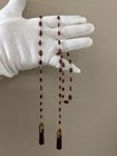 18k Red Stone beaded lariat necklace. Diamond. GIA Certified. Vintage. — photo 2