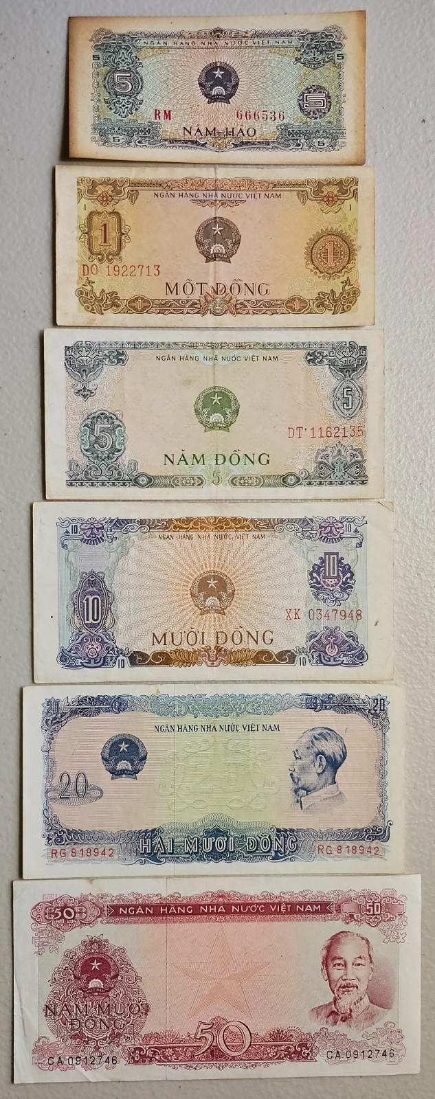 Vietnam 5 Hao - 50 Dong 1976, Set of 6