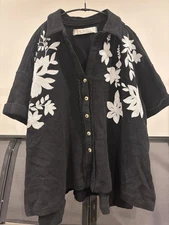 Free People/we The Free Shirt Black Embroiled  XS