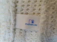 Mothercare 2094708 White Vintage Cot Blanket Cellular Made GB 90x140 Cotton Good