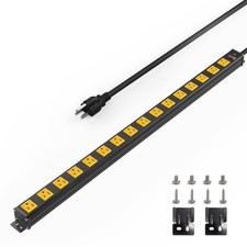 1 PCS 16 Outlets Long Metal Power Strip 6 ft 14AWG Cord Workshop Power