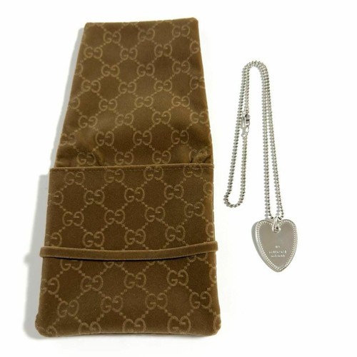 Autentica collana da donna Gucci ciondolo marchio etichetta cuore argento - Foto 10 di 24