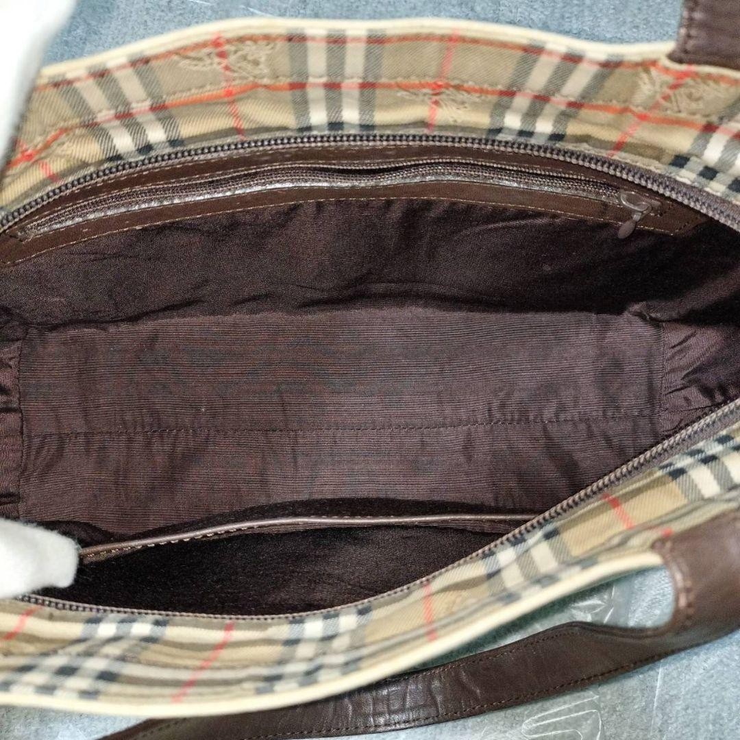 Used Authentic Burberry Tote Bag Canvas Leather Beige Nova Check JAPAN 834291 thumbnail 9