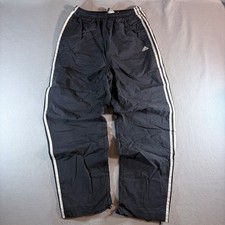 Adidas Vintage Mens Black White Stripe Wind Pants Track Joggers Size M