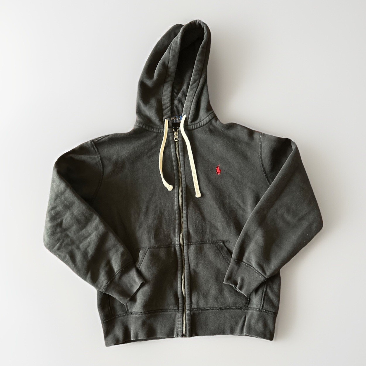 Polo Ralph Lauren rossa logo felpa con cappuccio uomo grande nera full zip pony pesante