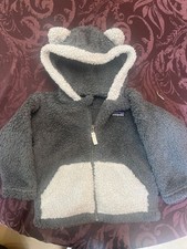 Patagonia Jacket Kids 12-18M Sherpa Full Zip Fleece Hooded Furry Friends 61155
