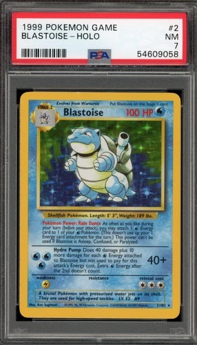 Pokemon Blastoise Base Set Unlimited Holo Rare #2 PSA 7
