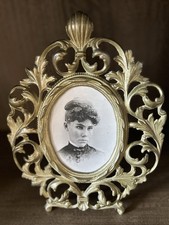 Antique Victorian Ornate Brass Easel Picture Frame 11" tall, Numbered 455, 372