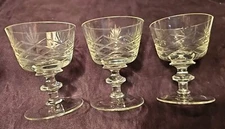 3 Toscany FERN Liquor Cocktail Glasses 3 7/8"T Beautiful 1960s EUC
