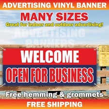 Welcome Open Business Banner Vinyl Sign Restaurant Cafe Shop Dentist Buffet Bar