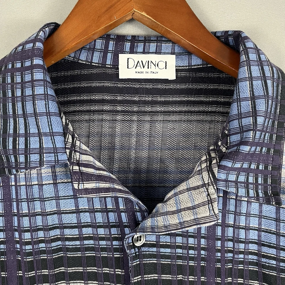 Camisa de Vestir DaVinci Hecha en Italia XL Azul Multicolor Informal Ligera Oficina Foto 2 de 4