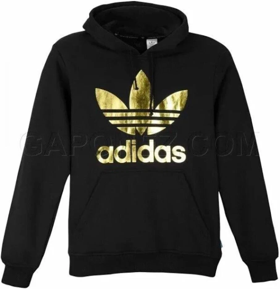 NEW MENu0026#039;S ADIDAS ORIGINALS GOLD TREFOIL PULLOVER HOODIE ~SIZE LARGE  #12201-001 | eBay