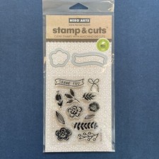 NEW Hero Arts Stamp  Cut - FLOWERS- Thank You with Banner and Flower dies