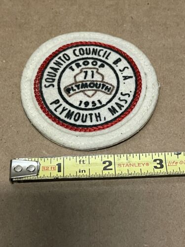 Rare Boy Scouts 1951 Plymouth Mass. - Squanto Council B.S.A. Patch Troops 71 - Picture 1 of 2