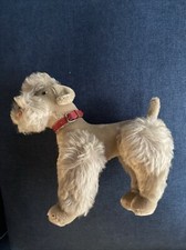 VINTAGE STEIFF; MOHAIR POODLE JOINTED Grey Red Collar .